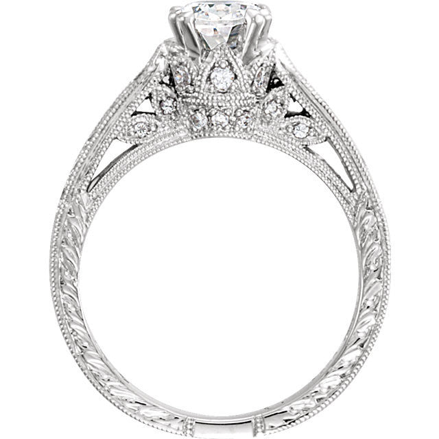 Cubic Zirconia Engagement Ring- The ________ Naming Rights 69-822 (1.33 Carat Vintage Oval-cut with Filigree & Peekaboo Accents)