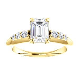 Cubic Zirconia Engagement Ring- The Karyn Nya (Customizable 7-stone Emerald Cut style with Tapered Band & Round Prong-set Accents)