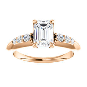 Cubic Zirconia Engagement Ring- The Karyn Nya (Customizable 7-stone Emerald Cut style with Tapered Band & Round Prong-set Accents)