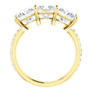 Cubic Zirconia Engagement Ring- The Mary Helen (Customizable Triple Princess Cut Design with Ultra Thin Pavé Band)