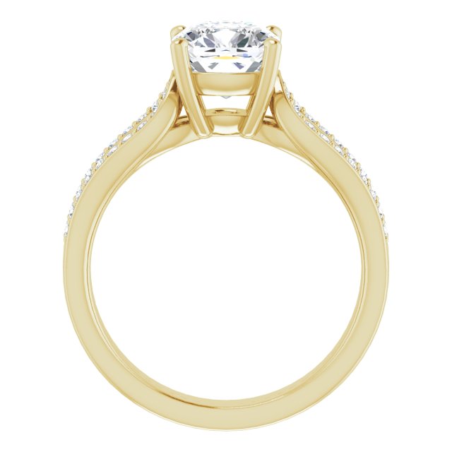 Cubic Zirconia Engagement Ring- The Annemarie (Customizable Cushion Cut Design featuring Shared Prong Split-band)