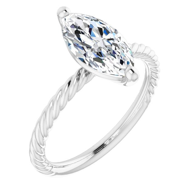 Cubic Zirconia Engagement Ring- The Donna Lea (Customizable Marquise Cut Solitaire featuring Braided Rope Band)