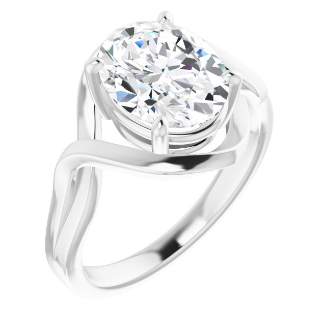 10K White Gold Customizable Oval Cut Hurricane-inspired Bypass Solitaire