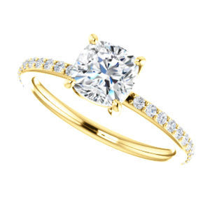 Cubic Zirconia Engagement Ring- The Delilah (Customizable Cushion Cut Petite Style with 3/4 Pavé  Band)