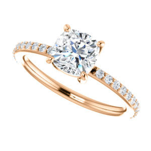 Cubic Zirconia Engagement Ring- The Delilah (Customizable Cushion Cut Petite Style with 3/4 Pavé  Band)