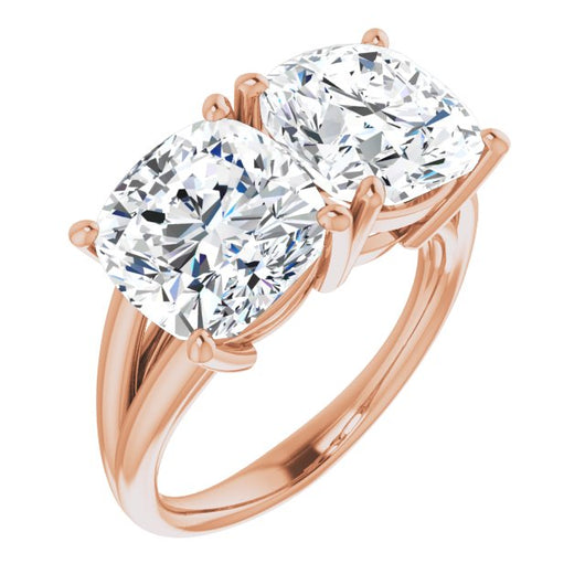 10K Rose Gold Customizable Two-Stone Cushion Cut with Split Band