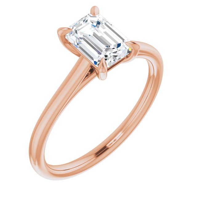 10K Rose Gold Customizable Classic Cathedral Emerald/Radiant Cut Solitaire