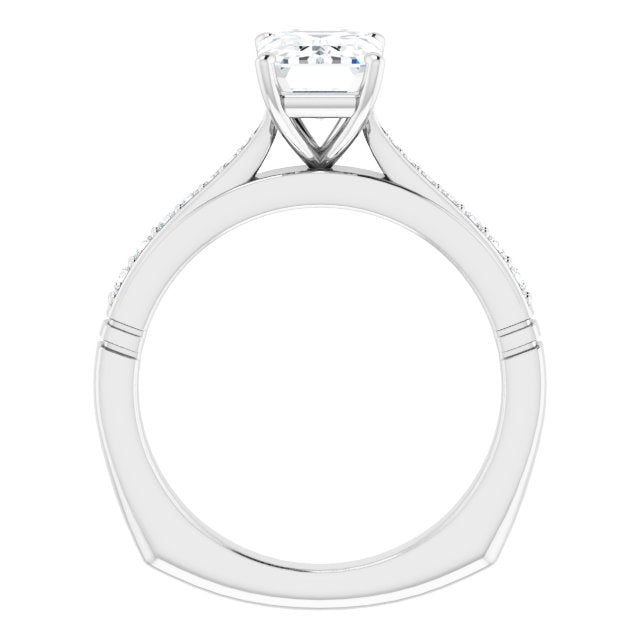 Cubic Zirconia Engagement Ring- The Ella Gabriela (Customizable Radiant Cut Design with Tapered Euro Shank and Graduated Band Accents)