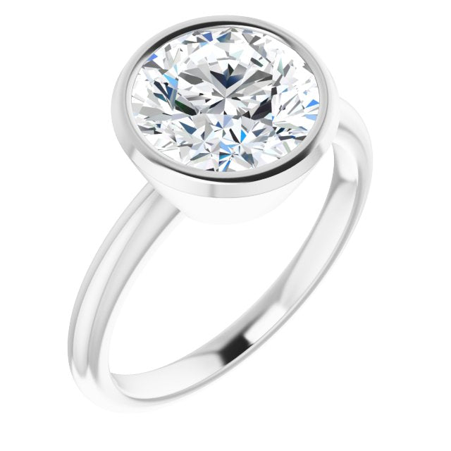 14K White Gold Customizable Bezel-set Round Cut Solitaire with Thin Band