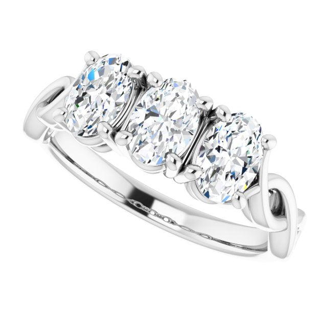 Cubic Zirconia Engagement Ring- The Maria José (Customizable Triple Oval Cut Design with Twisting Infinity Split Band)