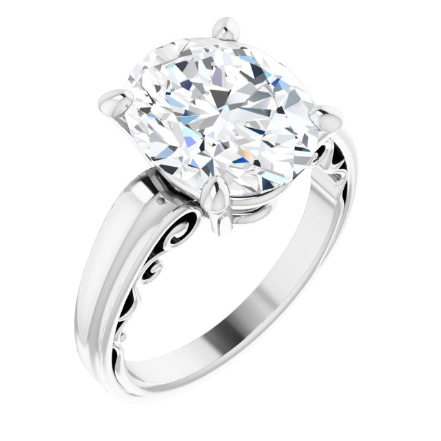 10K White Gold Customizable Oval Cut Solitaire