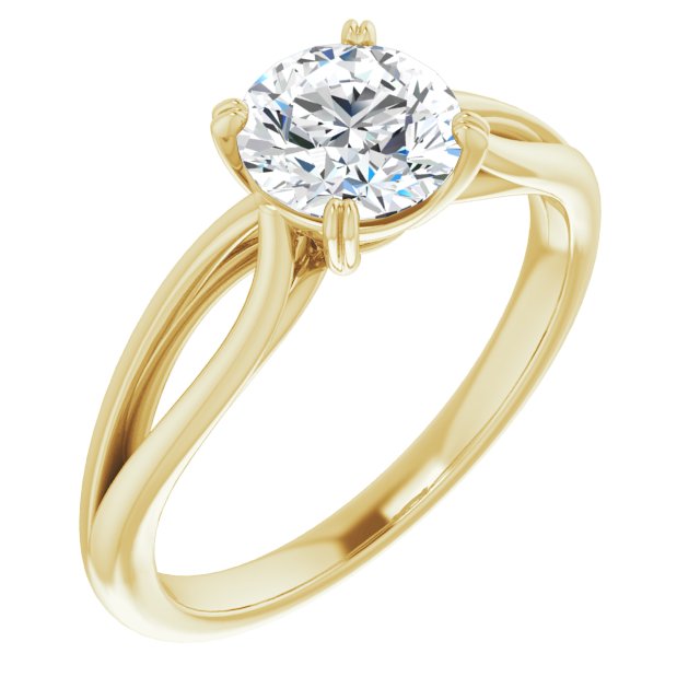 10K Yellow Gold Customizable Round Cut Solitaire with Wide-Split Band