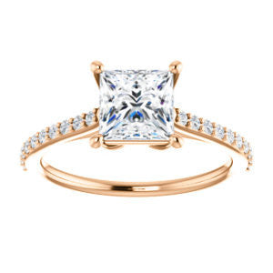 Cubic Zirconia Engagement Ring- The Tanisha (Customizable Cathedral-set Princess Cut Design with Thin Pavé Band)