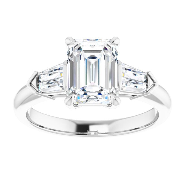 Cubic Zirconia Engagement Ring- The Fortunada (Customizable 5-stone Design with Radiant Cut Center and Quad Baguettes)