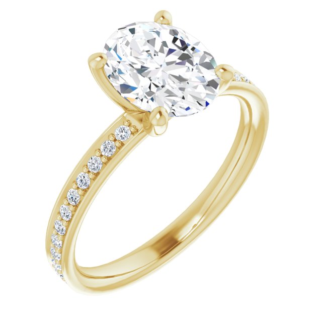 10K Yellow Gold Customizable Classic Prong-set Oval Cut Design with Shared Prong Band