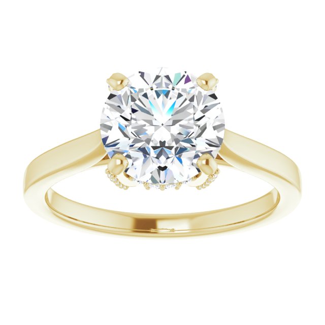 Cubic Zirconia Engagement Ring- The Aimy Jo (Customizable Cathedral-Raised Round Cut Style with Prong Accents Enhancement)