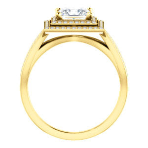 Cubic Zirconia Engagement Ring- The Shannan (Customizable Cathedral-set Princess Cut 2x Halo with Split-Pavé Band)