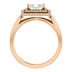 Cubic Zirconia Engagement Ring- The Shannan (Customizable Cathedral-set Princess Cut 2x Halo with Split-Pavé Band)