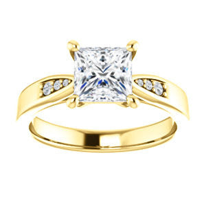 Cubic Zirconia Engagement Ring- The Ximena (Customizable Cathedral-Set Princess Cut 7-stone Design)