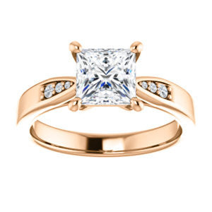 Cubic Zirconia Engagement Ring- The Ximena (Customizable Cathedral-Set Princess Cut 7-stone Design)