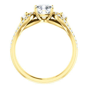 CZ Wedding Set, featuring The Tonya Laverne engagement ring (Customizable Cushion Cut Design with Winged Split-Pavé Band)