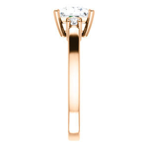 Cubic Zirconia Engagement Ring- The Jacqueline (Customizable Princess Cut 3-stone with Thin Band and Dual Round Prong Accents)