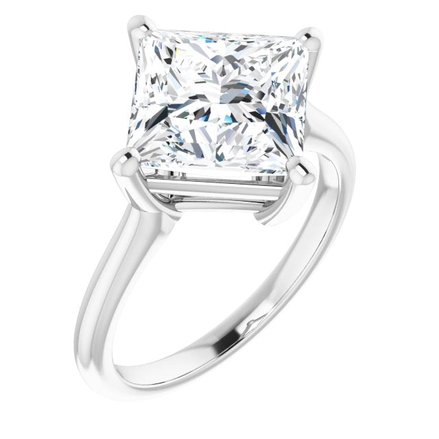 10K White Gold Customizable Princess/Square Cut Solitaire with Raised Prong Basket