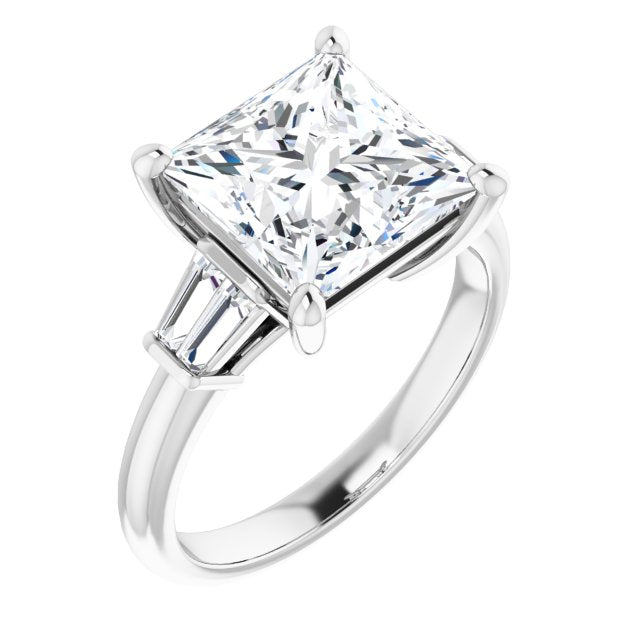 10K White Gold Customizable 5-stone Princess/Square Cut Style with Quad Tapered Baguettes