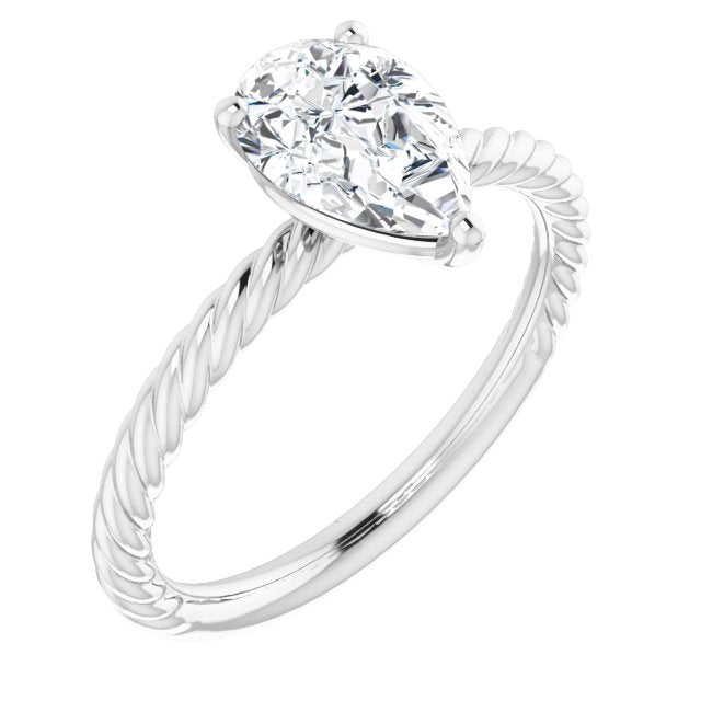 10K White Gold Customizable [[Cut] Cut Solitaire featuring Braided Rope Band