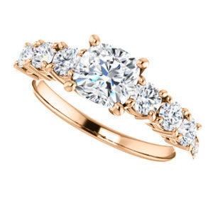 Cubic Zirconia Engagement Ring- The Lorelei (Customizable Enhanced 7-stone Cushion Cut Style with Pavé Band)