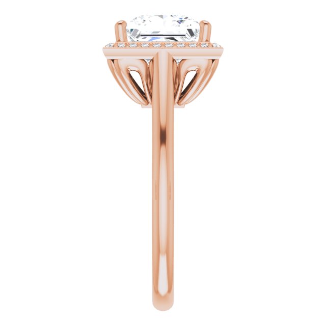 Cubic Zirconia Engagement Ring- The Cielo (Customizable Cathedral-Raised Princess/Square Cut Halo Style)