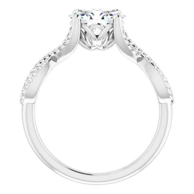 Cubic Zirconia Engagement Ring- The Venus (Customizable Oval Cut Design with Twisting Infinity-inspired, Pavé Split Band)