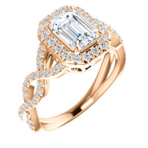 CZ Wedding Set, featuring The Benita engagement ring (Customizable Radiant Cut with Infinity Split-band Pavé and Halo)