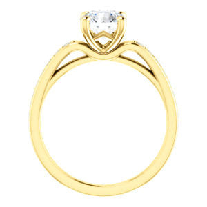 Cubic Zirconia Engagement Ring- The Sashalle (Customizable Cathedral-Raised Round Cut Design with Tapered Pavé Band)