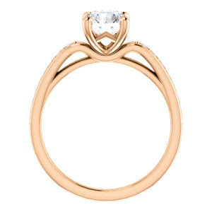 Cubic Zirconia Engagement Ring- The Sashalle (Customizable Cathedral-Raised Round Cut Design with Tapered Pavé Band)