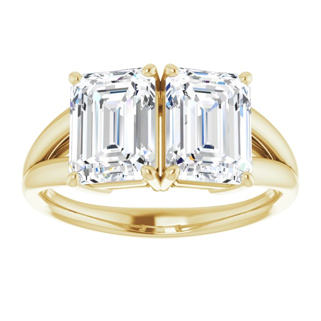 Cubic Zirconia Engagement Ring- The Janice (Customizable Two-Stone Radiant Cut with Split Band)