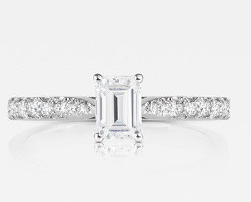 Cubic Zirconia Engagement Ring- The Diana (Emerald Cut with Round Band Accents)