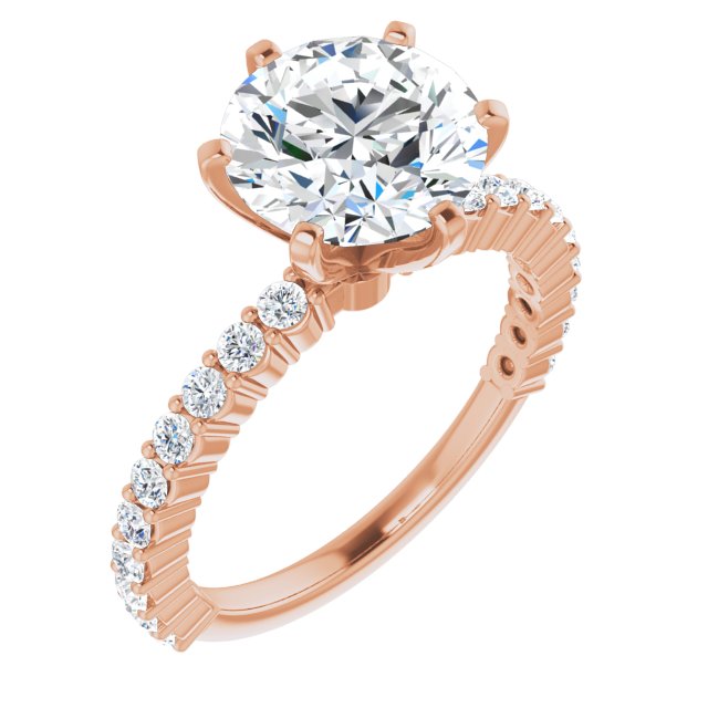 10K Rose Gold Customizable 8-prong Round Cut Design with Thin, Stackable Pav? Band