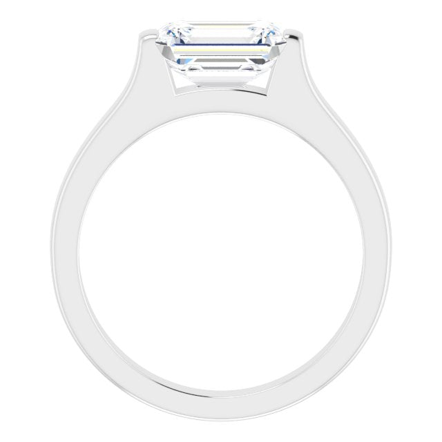 Cubic Zirconia Engagement Ring- The Jiàn (Customizable Bar-set Radiant Cut Solitaire)