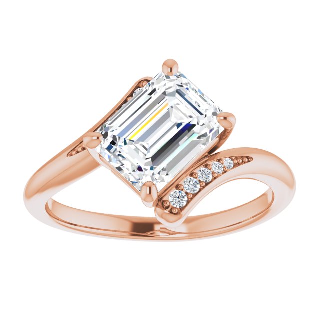 Cubic Zirconia Engagement Ring- The Aina Svanhild (Customizable 11-stone Emerald Cut Design with Bypass Channel Accents)