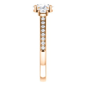 CZ Wedding Set, featuring The Tess engagement ring (Customizable Oval Cut Trellis-Enhanced Bridge Setting with Semi-Pavé Band)