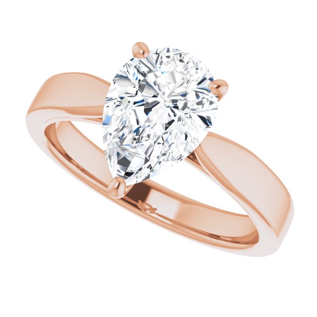 Cubic Zirconia Engagement Ring- The Eden (Customizable Pear Cut Cathedral Solitaire with Wide Tapered Band)