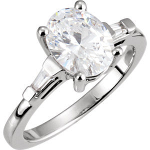 Cubic Zirconia Engagement Ring- The Mary Kate (Oval Cut 3-stone with Tapered Baguettes)