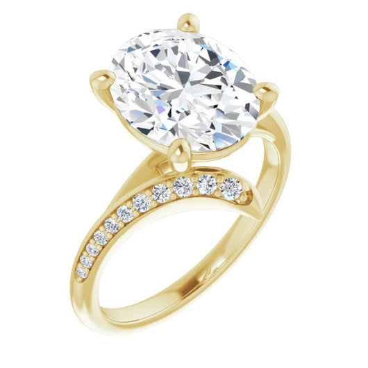 10K Yellow Gold Customizable Oval Cut Style with Artisan Bypass and Shared Prong Band