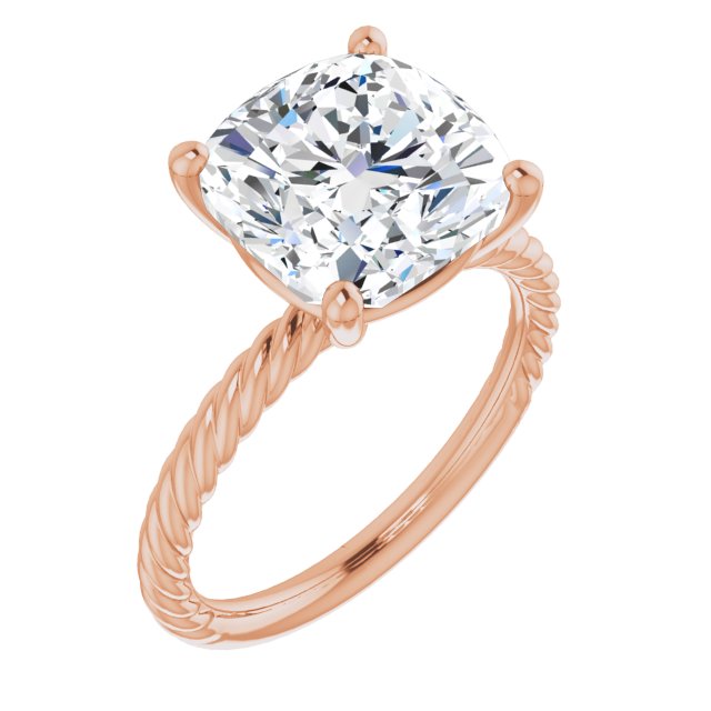 10K Rose Gold Customizable [[Cut] Cut Solitaire featuring Braided Rope Band