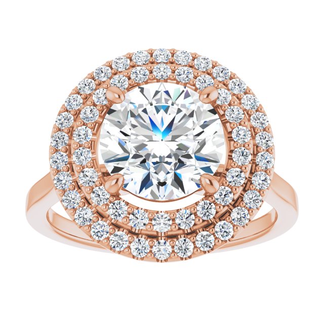 Cubic Zirconia Engagement Ring- The Giuliana (Customizable Cathedral-set Round Cut Design with Double Halo)