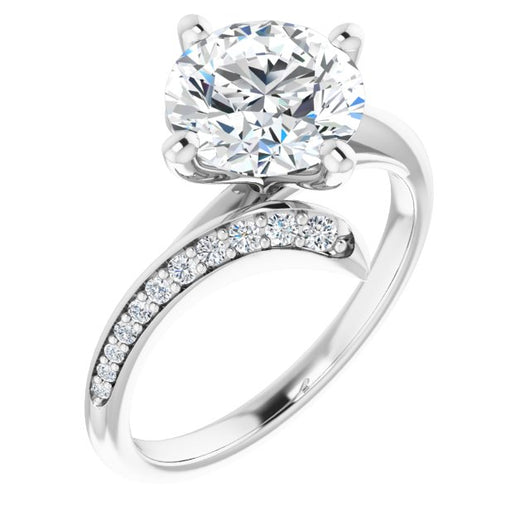Platinum Customizable Round Cut Style with Artisan Bypass and Shared Prong Band
