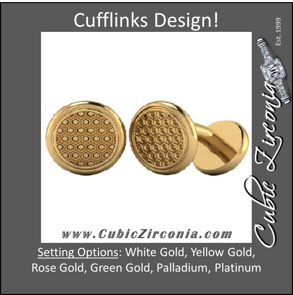 Men’s Cufflinks- Heavy Metal Honeycomb Design