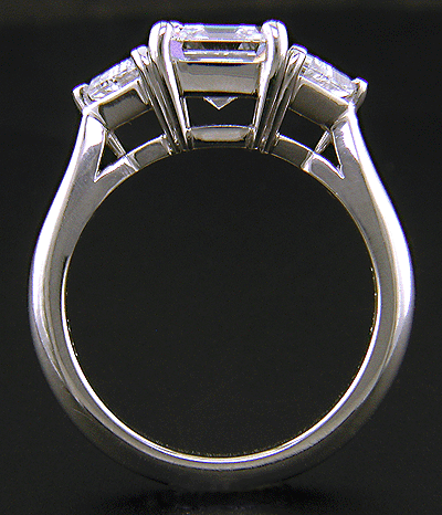 Cubic Zirconia Engagement Ring- The Welden (Cathedral-Set Asscher Cut 3 Stone with 2 Flanking Trillion Accents)