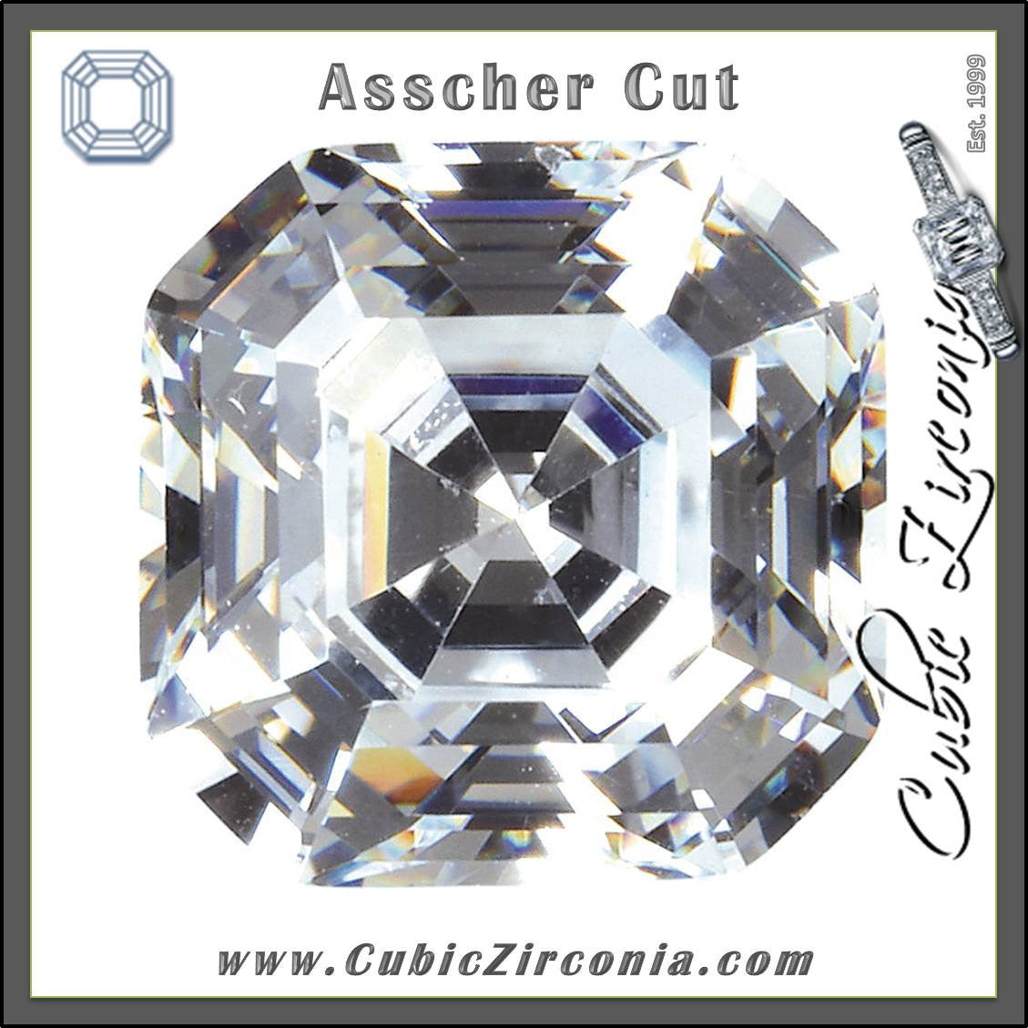 Asscher Cut Cubic Zirconia Loose Stones 5A Quality
